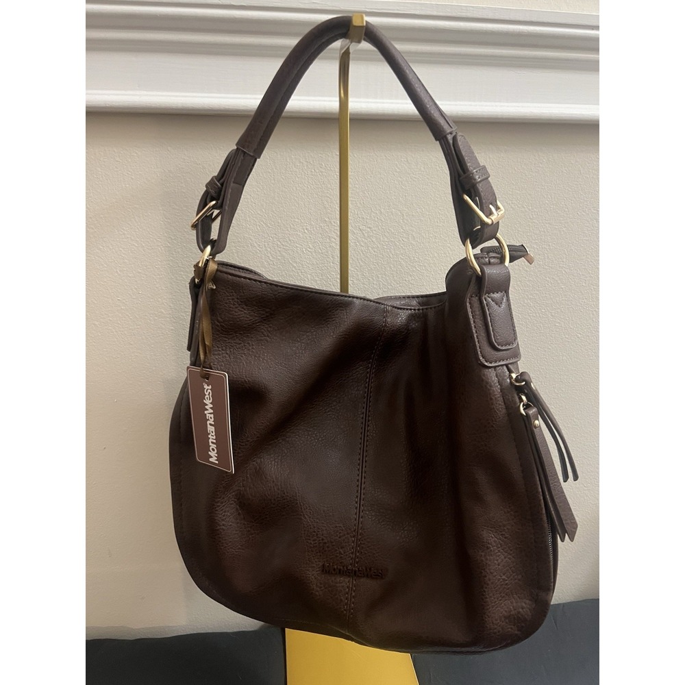 NWT Montana West Women's Handbag Brown Hobo Bag Ivory Wallet Bowknot